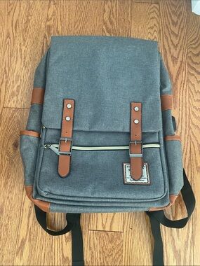 UGRACE Vintage Grey Backpack with USB Charging Port